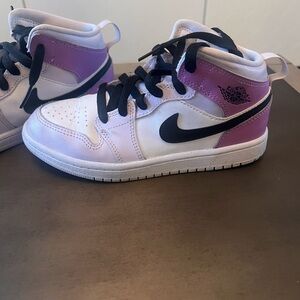 Jordan Kids Sneakers in White, Purple, and Black